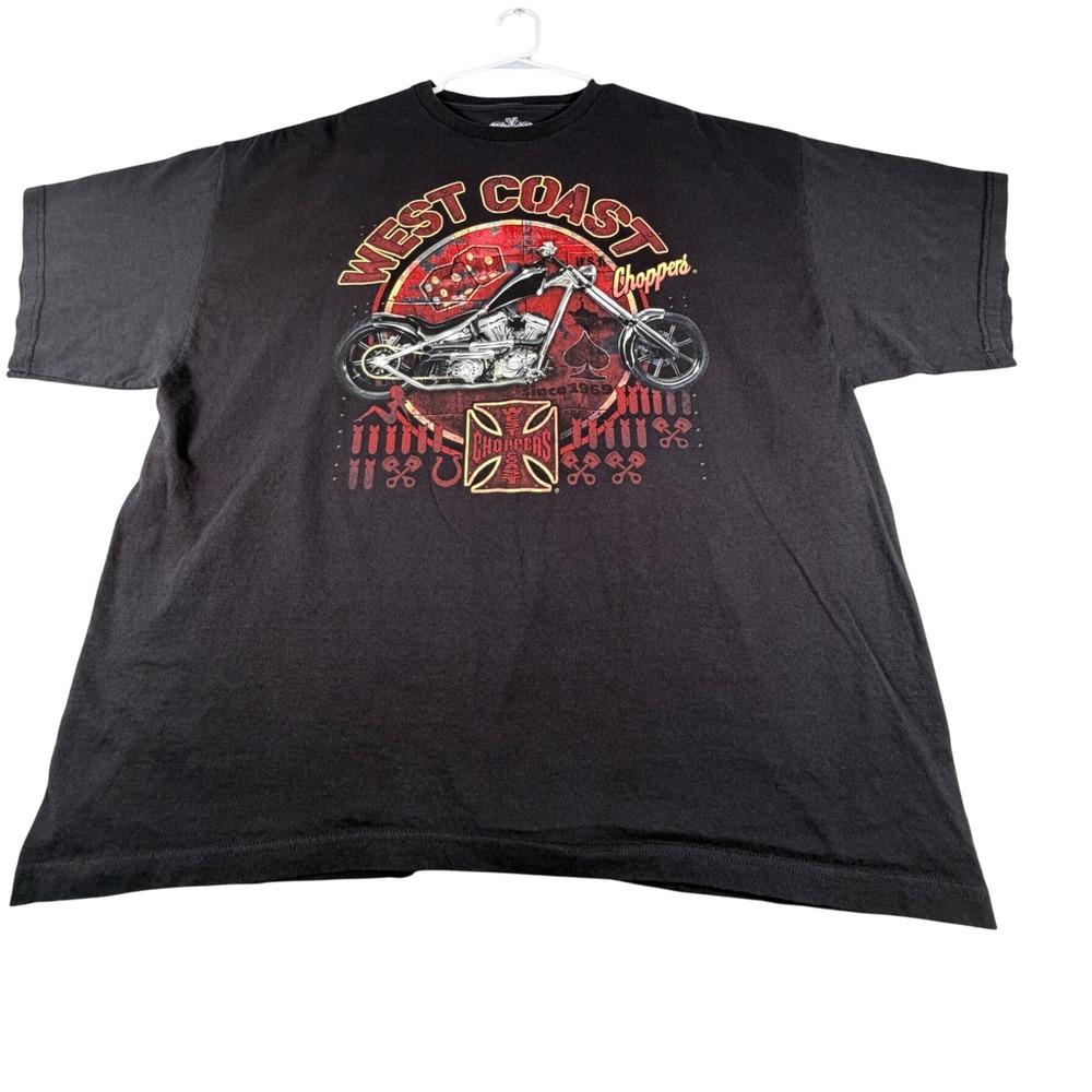 West Coast Choppers Mens Black Y2K T-Shirt XXXL Iron Cross Motorcycle Tee